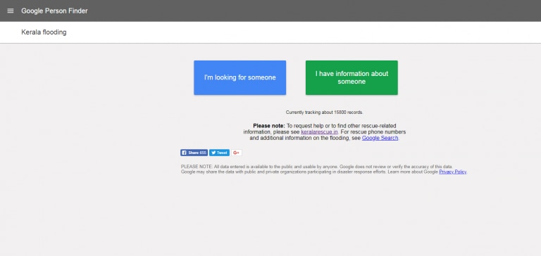 喀拉拉邦洪水：谷歌推出&ldquo;人員發現者&rdquo;申請
