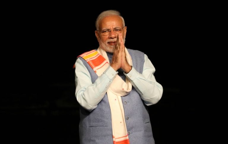 Narendra Modi首相Narendra Modi作為地標時刻的配額賬單通過，謝謝所有支持各方